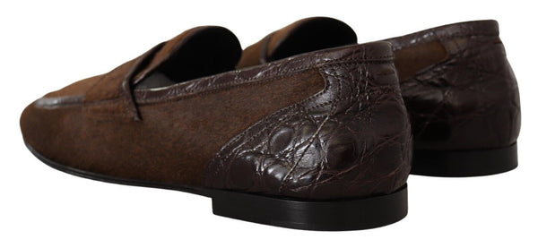 Dolce &amp; Gabbana Brown Exotic Leather Miesten Slip On Loafers -kengät