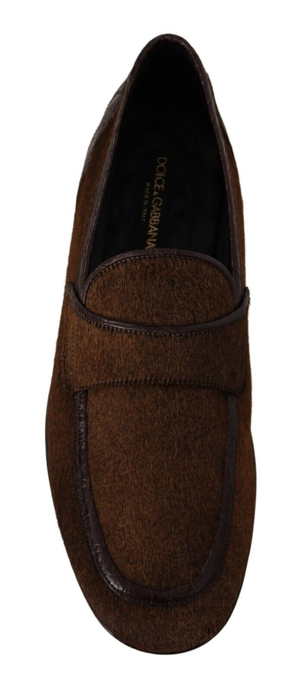 Dolce &amp; Gabbana Brown Exotic Leather Miesten Slip On Loafers -kengät