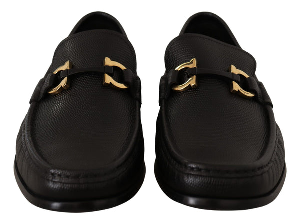 Salvatore Ferragamo Black Calf Leather Moccasins Loafers Kengät