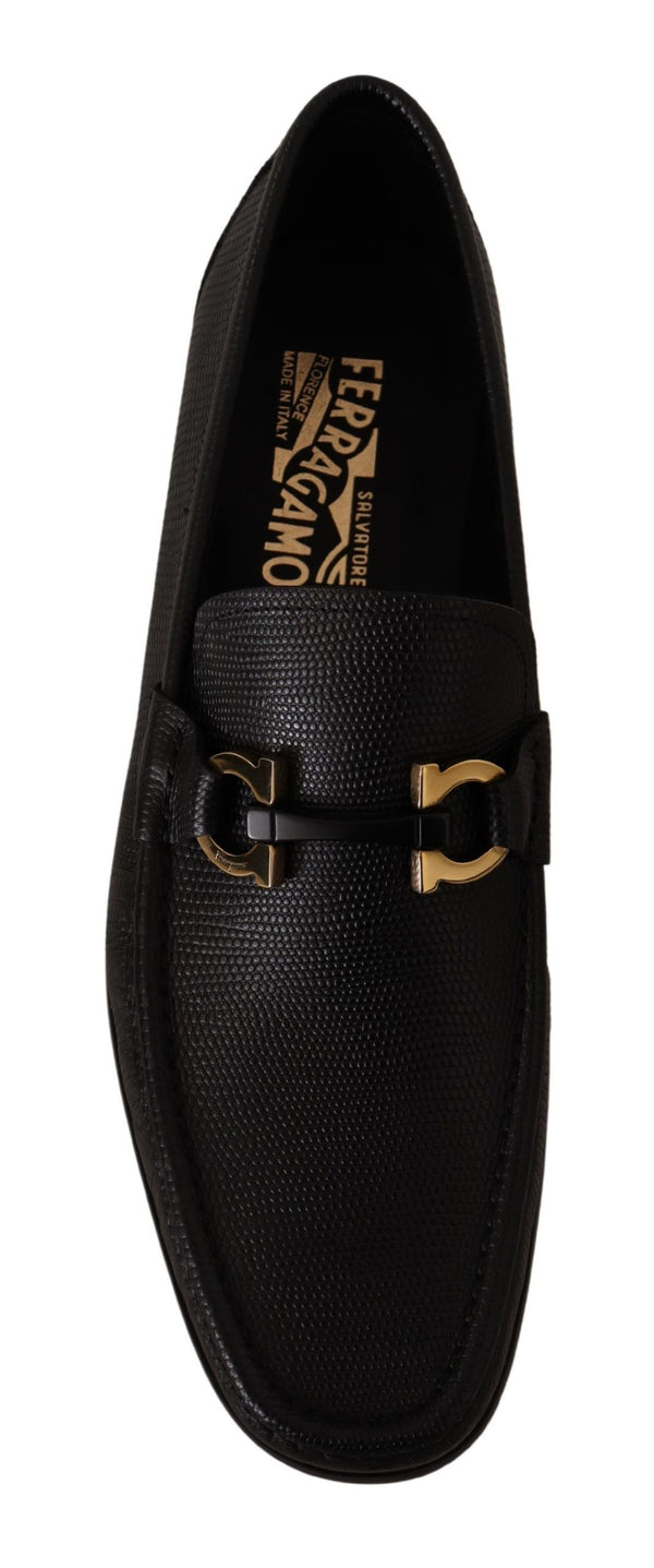 Salvatore Ferragamo Black Calf Leather Moccasins Loafers Kengät