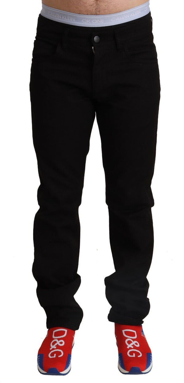 Dolce &amp; Gabbana Black Cotton Straight Men Farkut STAFF Pants