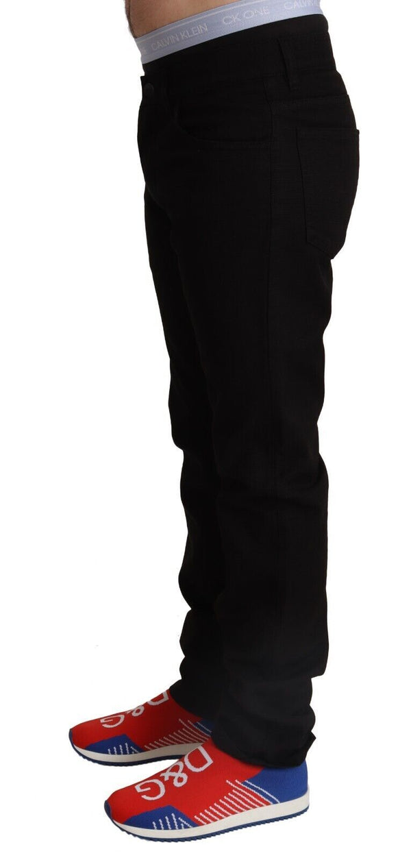 Dolce &amp; Gabbana Black Cotton Straight Men Farkut STAFF Pants