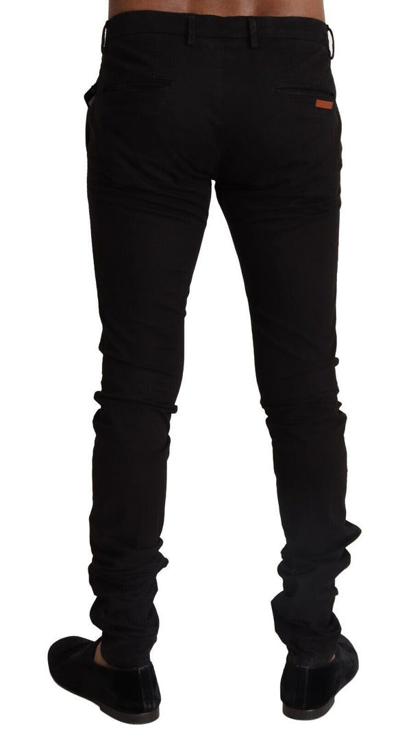 Dolce &amp; Gabbana Black Cotton Stretch Slim Fit -housut