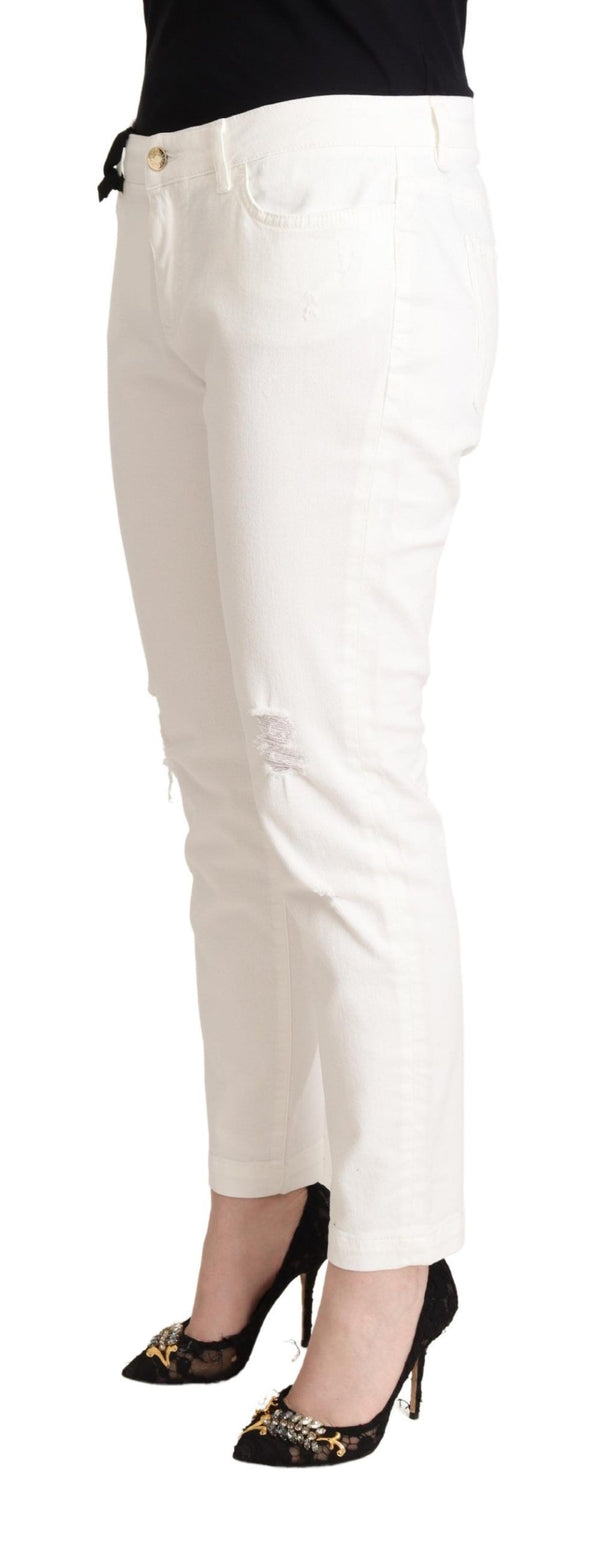 Dolce &amp; Gabbana White Cotton Skinny Denim Naisten kauniit farkut