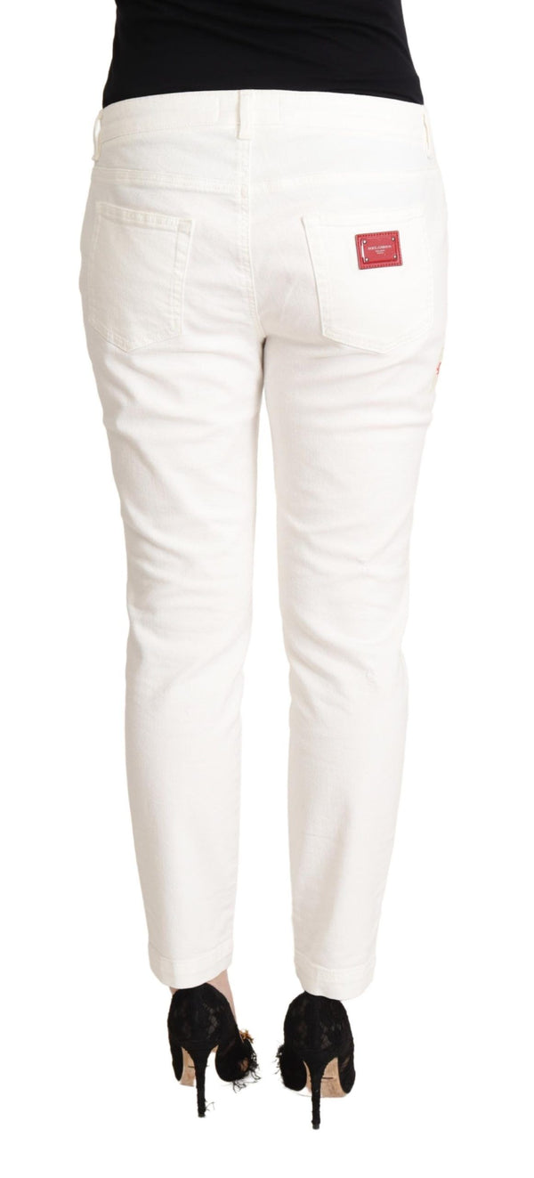 Dolce &amp; Gabbana White Cotton Skinny Denim Naisten kauniit farkut