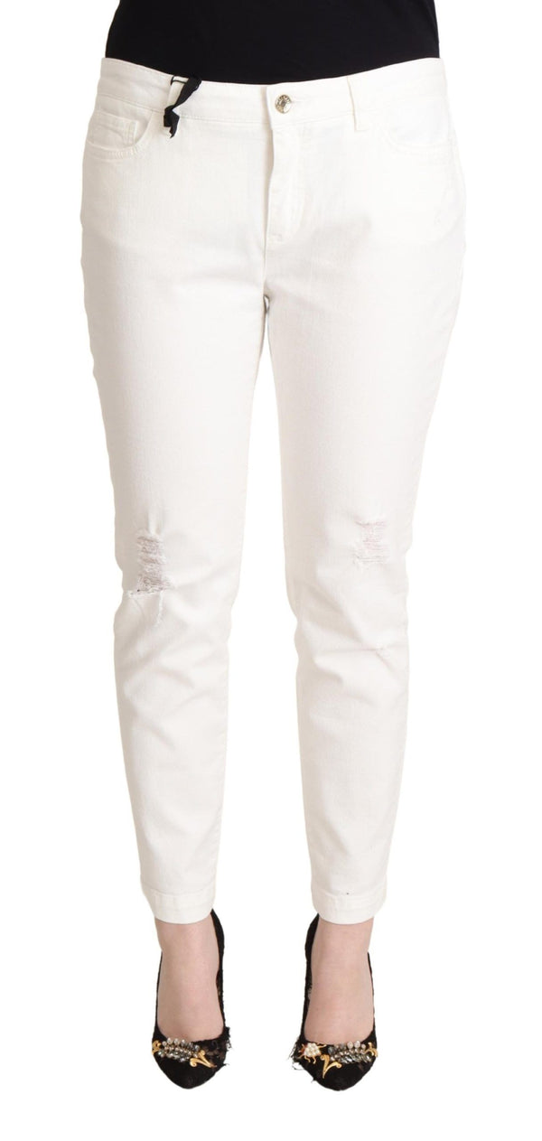 Dolce &amp; Gabbana White Cotton Skinny Denim Naisten kauniit farkut