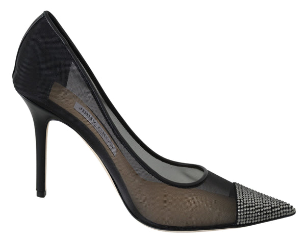 Jimmy Choo Black Mesh Amika 85 Diamond Pumps -kengät