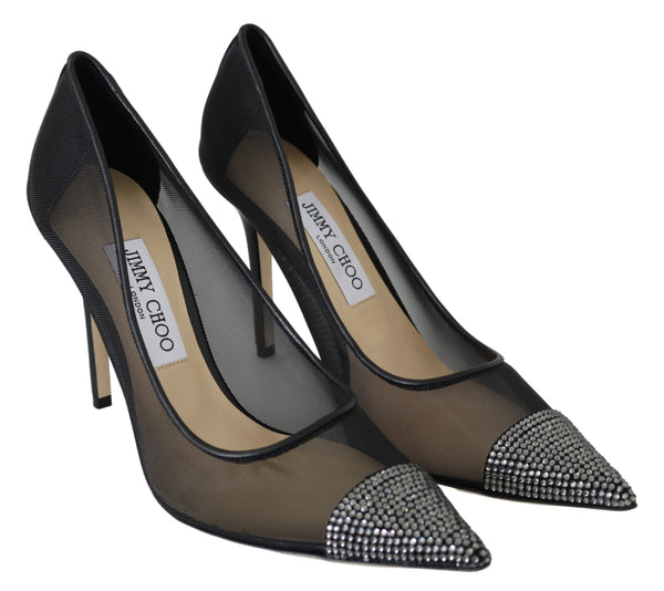 Jimmy Choo Black Mesh Amika 85 Diamond Pumps -kengät