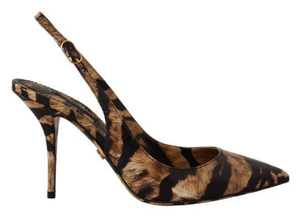 Dolce &amp; Gabbana Brown Slingbacks -nahkaiset Tiger-kengät