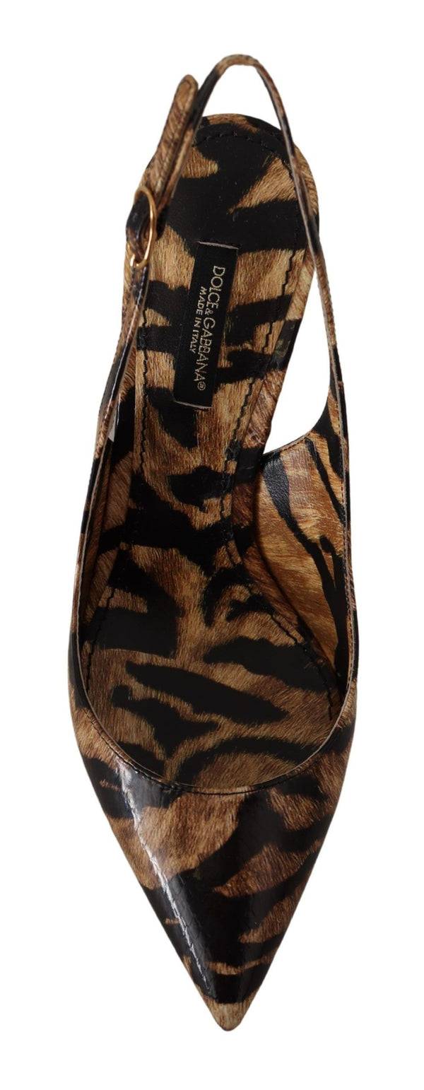 Dolce &amp; Gabbana Brown Slingbacks -nahkaiset Tiger-kengät