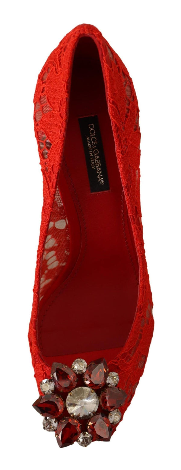 Dolce &amp; Gabbana Punaiset Taormina Lace Crystal Heels -korkokengät