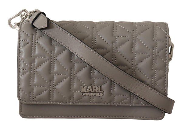 Karl Lagerfeld vaaleanharmaa nahkainen Crossbody-laukku