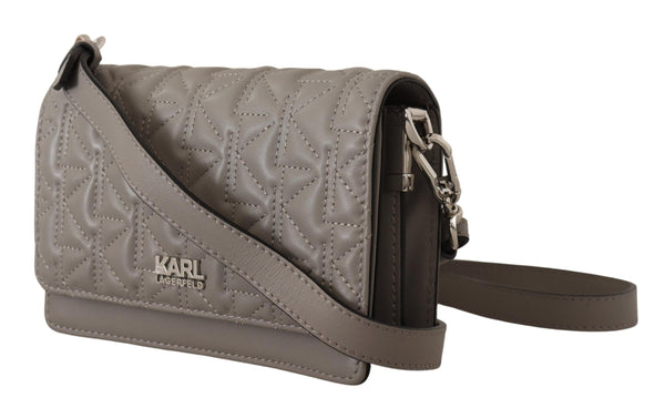 Karl Lagerfeld vaaleanharmaa nahkainen Crossbody-laukku