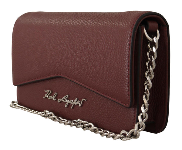 Karl Lagerfeld Elegant Wine Leather Evening Clutch