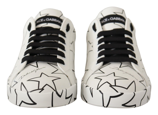 Dolce &amp; Gabbana White Leather Stars Low Top -lenkkarit