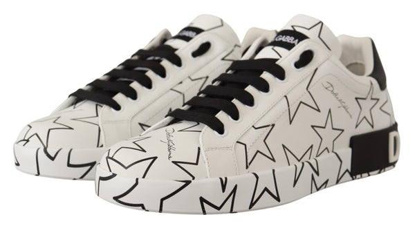 Dolce &amp; Gabbana White Leather Stars Low Top -lenkkarit