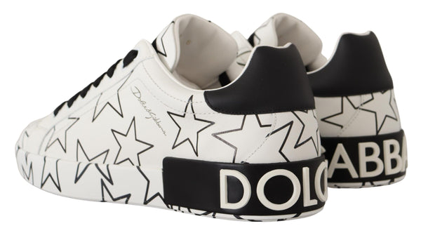 Dolce &amp; Gabbana White Leather Stars Low Top -lenkkarit