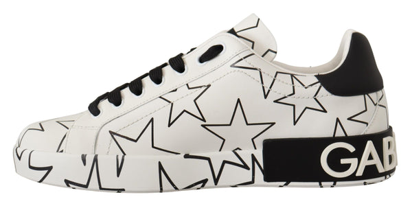 Dolce &amp; Gabbana White Leather Stars Low Top -lenkkarit