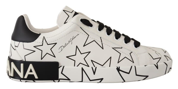 Dolce &amp; Gabbana White Leather Stars Low Top -lenkkarit