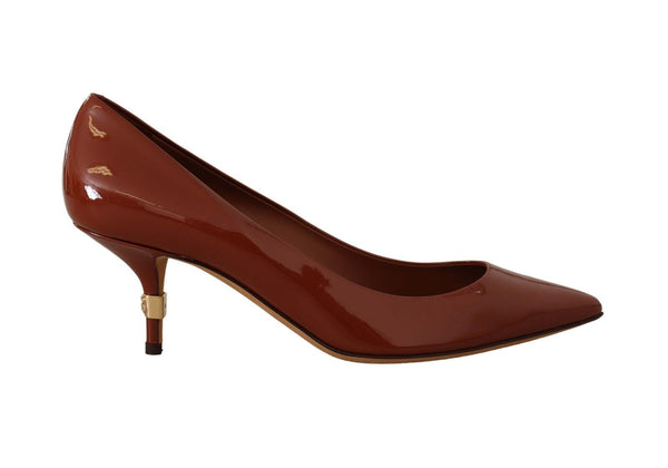 Dolce &amp; Gabbana Brown Kitten Heels Pumps Patent Leather -kengät