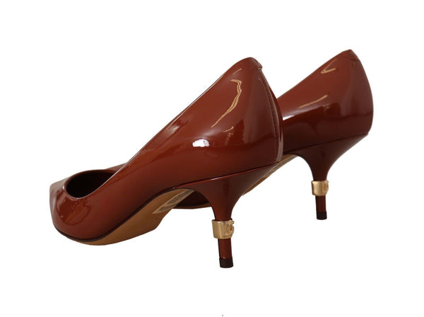 Dolce &amp; Gabbana Brown Kitten Heels Pumps Patent Leather -kengät