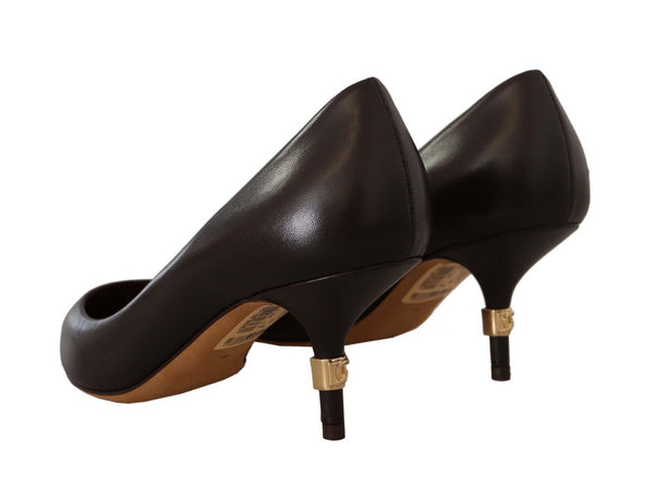 Dolce &amp; Gabbana Ruskea Nahka Kitten Mid Heels Pumps -kengät