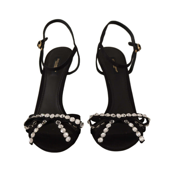 Dolce &amp; Gabbana Black Crystals Nilkkahihna Heels Sandaalit Kengät