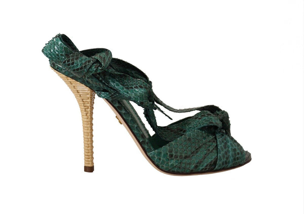 Dolce &amp; Gabbana Emerald Exotic Leather Heels Sandaalit Kengät