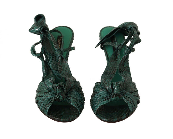 Dolce &amp; Gabbana Emerald Exotic Leather Heels Sandaalit Kengät