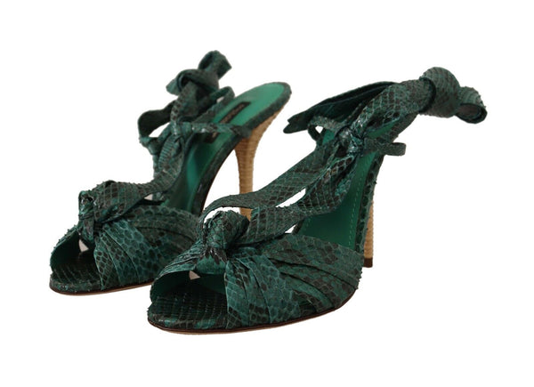 Dolce &amp; Gabbana Emerald Exotic Leather Heels Sandaalit Kengät