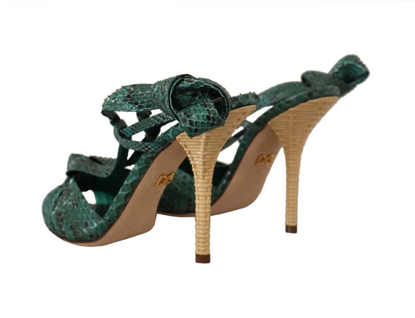 Dolce &amp; Gabbana Emerald Exotic Leather Heels Sandaalit Kengät