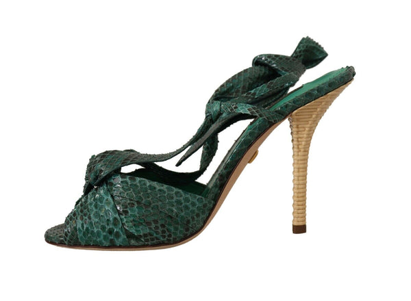 Dolce &amp; Gabbana Emerald Exotic Leather Heels Sandaalit Kengät