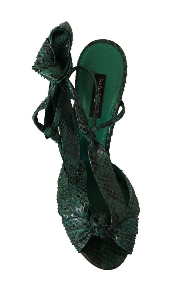 Dolce &amp; Gabbana Emerald Exotic Leather Heels Sandaalit Kengät