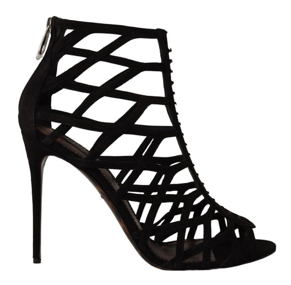 Dolce &amp; Gabbana Black Suede Stiletto Heels Bette Sandals -kengät