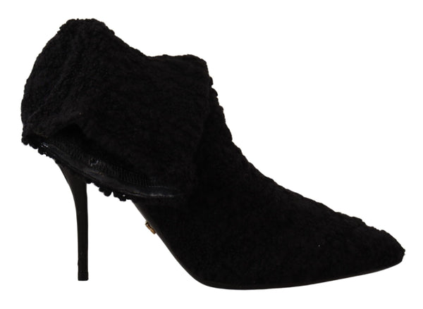 Dolce &amp; Gabbana Black Stiletto Heels Mid Calf naisten saappaat