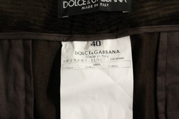 Dolce &amp; Gabbana Ruskeat vakosamettit Straight Logo Casual Pants