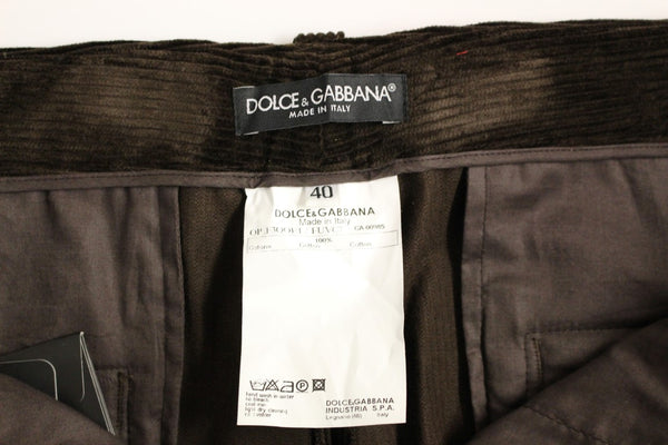 Dolce &amp; Gabbana Ruskeat vakosamettit Straight Logo Casual Pants