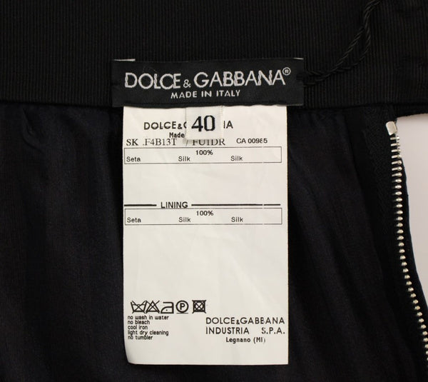 Dolce &amp; Gabbana Black Silk läpinäkyvä polvien yläpuolella hame