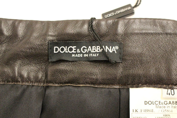 Dolce &amp; Gabbana Brown Patchwork -nahkainen suora hame