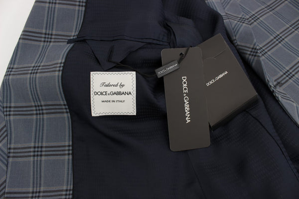 Dolce & Gabbana Elegant Blue Checkered Slim Fit Blazer