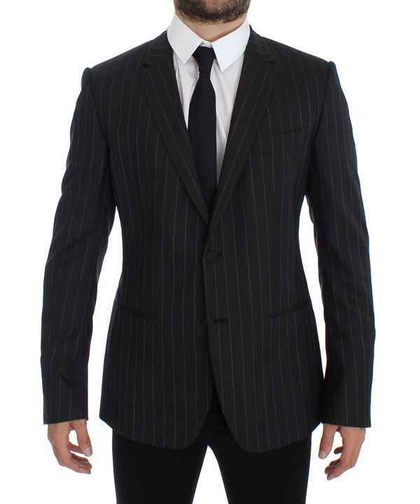 Dolce &amp; Gabbana Harmaaraidallinen Slim Fit -villableiseri