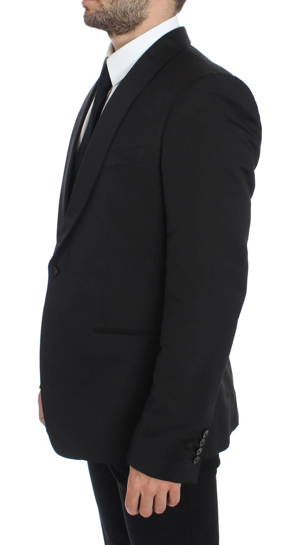 Dolce &amp; Gabbana Black Silk Slim One Button Blazer