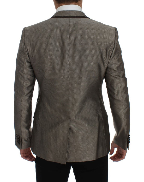 Dolce &amp; Gabbana Ruskea Slim Fit Silk Two Button Blazer