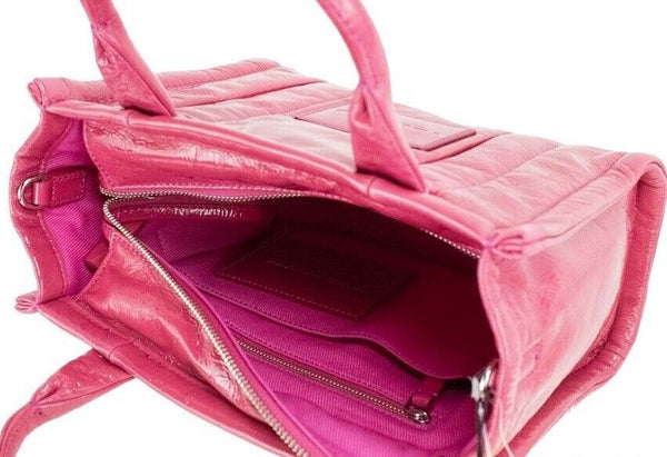 Marc Jacobs Shiny Crinkle Mini Tote Magenta Leather Crossbody käsilaukku