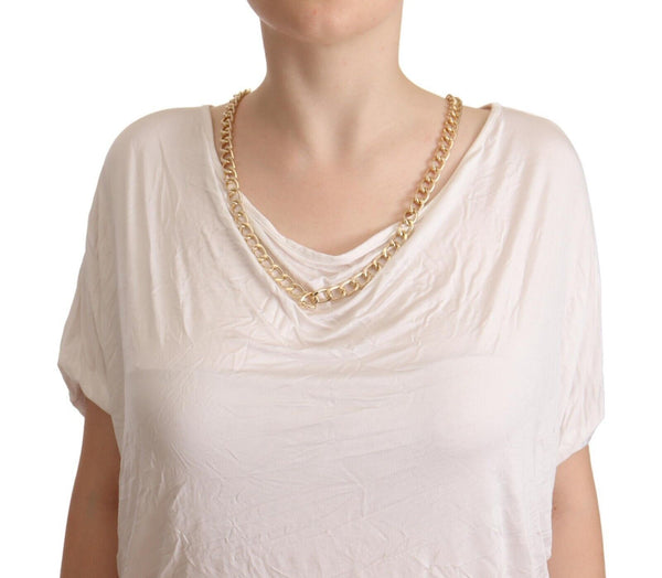 Guess By Marciano White Short Sleeves Gold Chain T-paitatoppi