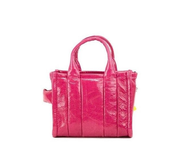 Marc Jacobs Shiny Crinkle Micro Tote Magenta Leather Crossbody Bag käsilaukku