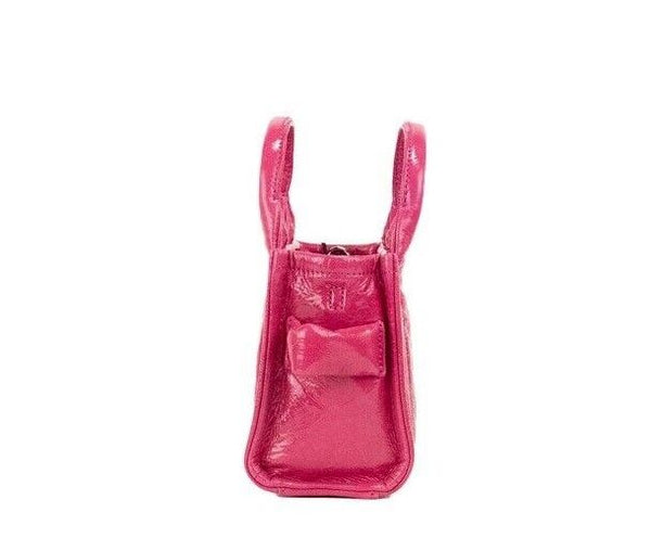 Marc Jacobs Shiny Crinkle Micro Tote Magenta Leather Crossbody Bag käsilaukku