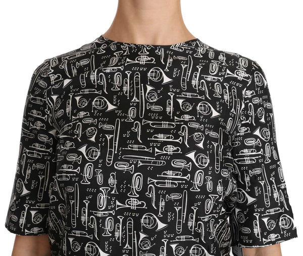 Dolce &amp; Gabbana Black Musical Instruments Print silkkipusero