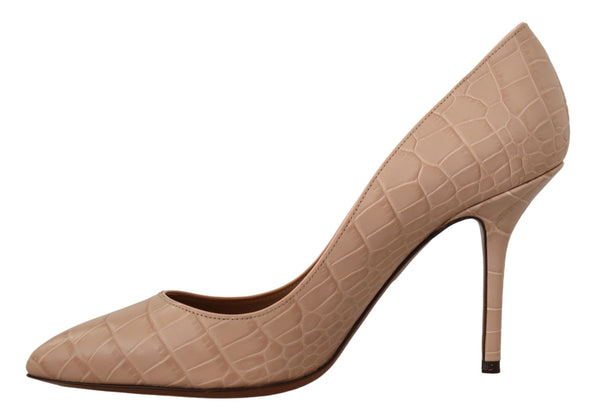 Dolce &amp; Gabbana Beige Nude Leather BELLUCCI Heels Pumps -kengät