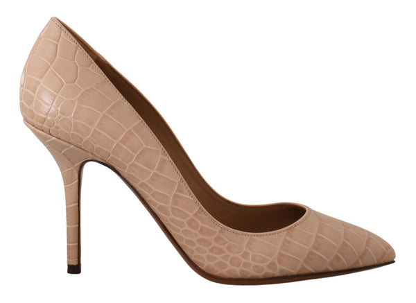 Dolce &amp; Gabbana Beige Nude Leather BELLUCCI Heels Pumps -kengät